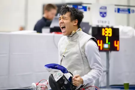 Bin Huang celebrates at the ACC Championships.