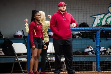 Assistant Coach Olivia Watkins and volunteer assistant Matt Alberghini