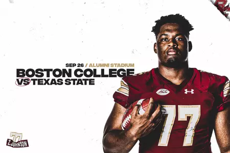 BC vs. Texas State Game Announcement Graphic (Ft. Zion Johnson)