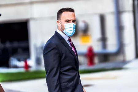 Jeff Hafley enters Alumni Stadium prior to the Eagles game against Texas State (Sep. 26, 2020).