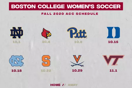 The 2020 women's soccer fall schedule.