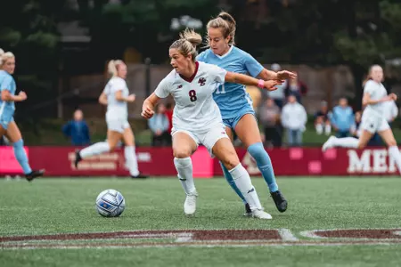 Laura Gouvin works the ball up the field against North Carolina.