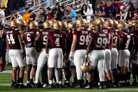 Defensive huddle vs. NC State