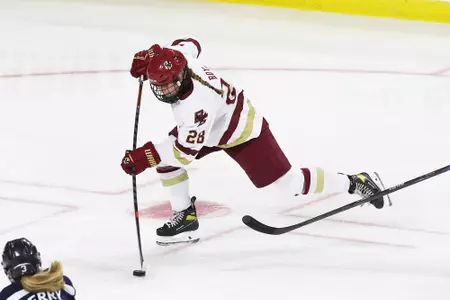 Gaby Roy shoots the puck against New Hampshire.