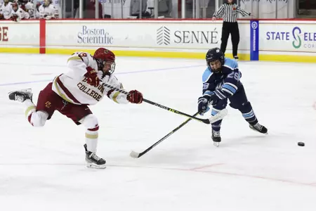 Hannah Bilka takes a shot against Maine.