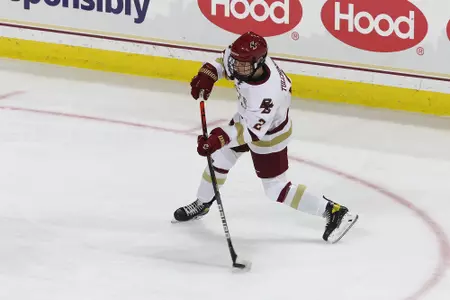 Natalie Tulchinsky takes a shot on the ice.