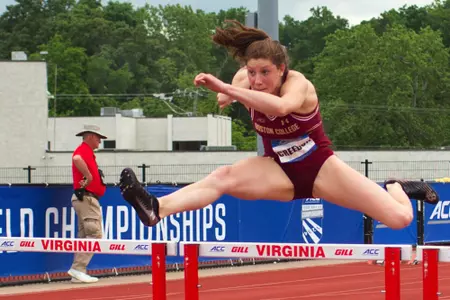 Jessica Creedon competing in the hurdles