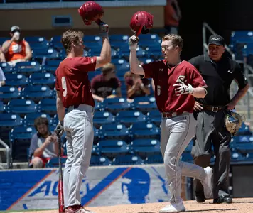 Boston College Brian Dempsey (6) celebrates his home run during game one of the 2019 ACC Baseball Tournament in Durham, N.C., Tuesday, May 21, 2019. (Photo by Sara D. Davis, the ACC)