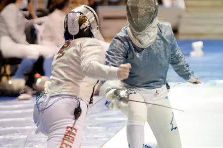 Katarina Hone competes at the ACC Fencing Championships.
