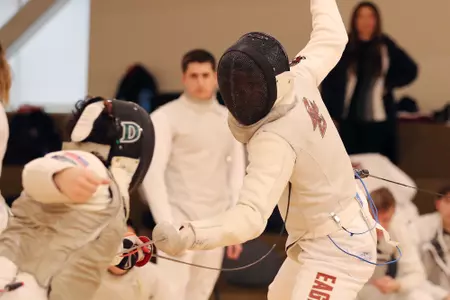 A BC fencer competes on the strip at the Margot COnnell Recreation Center.