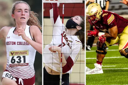 Lauren White (Left), Clare Naughton (Center) and Zion Johnson (right) in action.