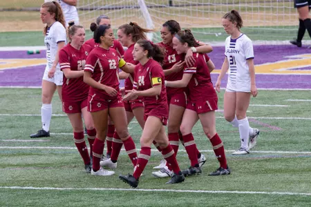 The Eagles celebrate Sam Smith's goal.