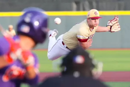 Alex Stiegler pitches vs. Clemson