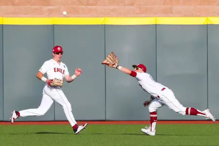 Sal Frelick dives to make a catch vs. Holy Cross