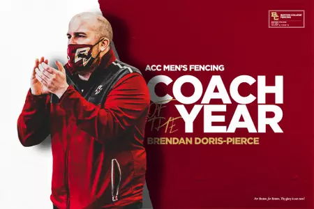 Brendan Doris-Pierce (left) has been named the ACC Men's Fencing Coach of the Year,