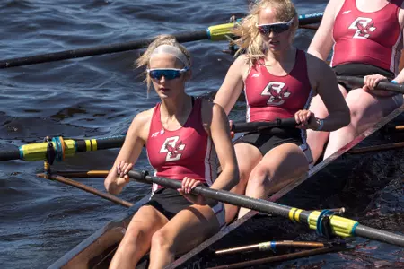 An Eagles Four Boat in action on the Charles River.