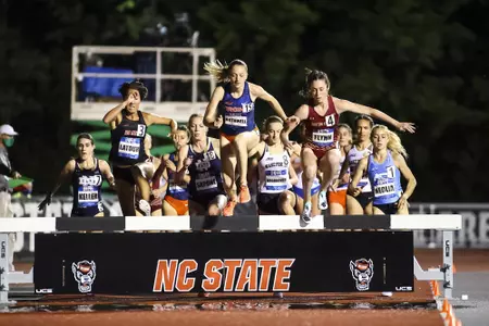 Sarah Flynn competing in the 3k steeplechase