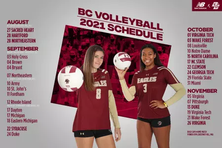 2021 Volleyball Schedule Graphic fr. Clare Naughton, Gabby McCaa