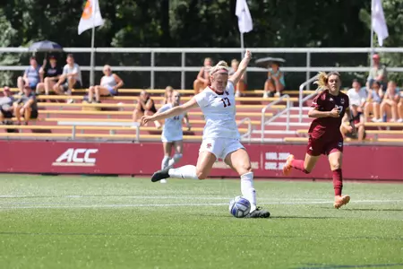 Abby McNamara takes a shot against UMass.