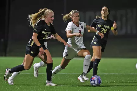 Laura Gouvin battles for the ball against Wake Forest.