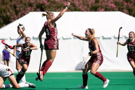 Boston College celebrates after a 3-2 win over Maryland