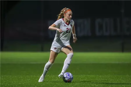 Andi Barth takes the ball up the field against BU.