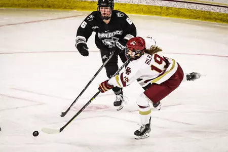 Hannah Bilka fires a shot against Providence.