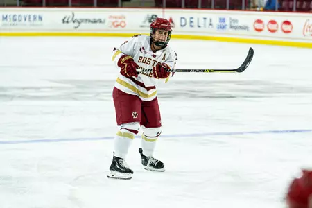 Alexie Guay follows through on a shot in the offensive zone.
