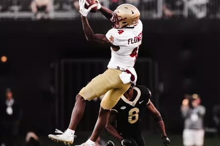 Zay Flowers logged his eighth career game with 100+ receiving yards at Wake Forest