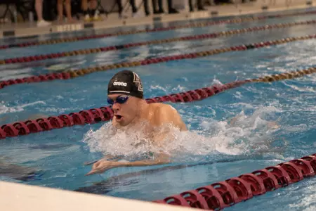 Action shot during the breastroke event at the Terrier Invitational from the 2021-22 season
