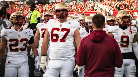 Jack Conley and the Eagles prepare to take the field at NC State.