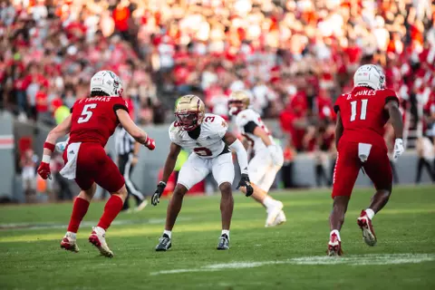 Jason Maitre covers the slot at NC State.