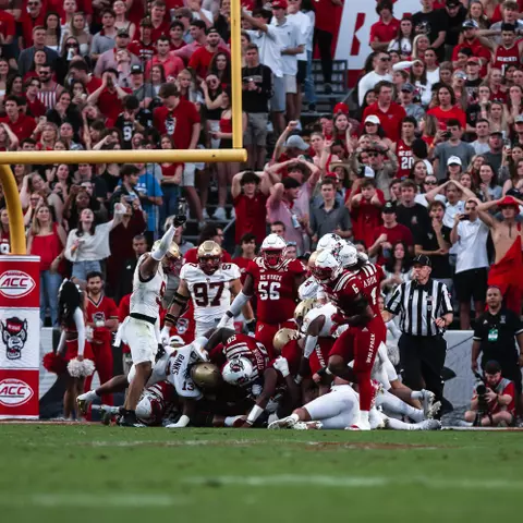 The BC defense makes a goal line stop at NC State.