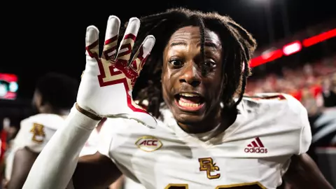 Dino Tomlin celebrates a win at NC State.