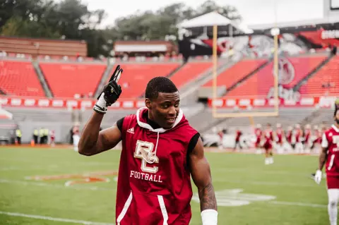 Jason Maitre in warmups at NC State.