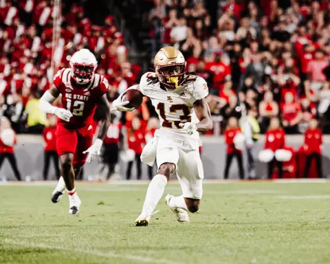 Dino Tomlin adds yards after the catch at NC State.
