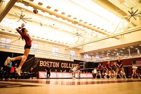 Silvia Ianeselli goes up for a serve during match against Syracuse