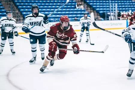 Gaby Roy skates toward s the corner against UNH.