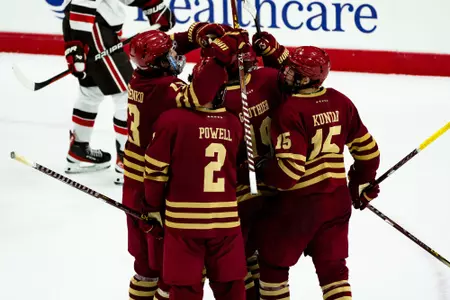 BC celebrates a goal at Brown