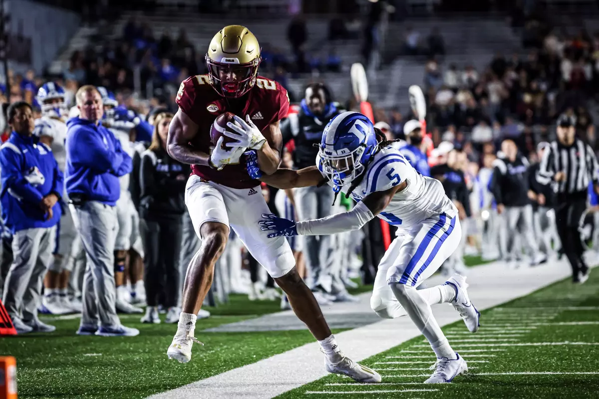 Joseph Griffin reels in a sideline catch against Duke