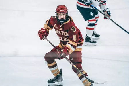 Kara Goulding skates through the defensive zone against UConn.