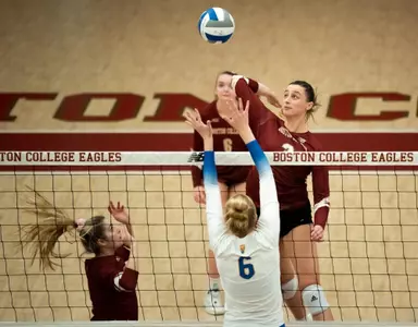 Kate Brennan going up for an attack vs Pitt