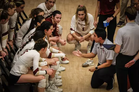 Coach Jason Kennedy talks to his team during NIVC Quarterfinals