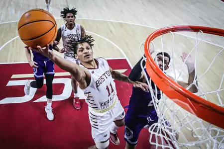 Makai Ashton-Langford scores at the rim for Boston College