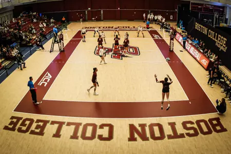 Wide shot of Connell Rec Center during VB against FSU
