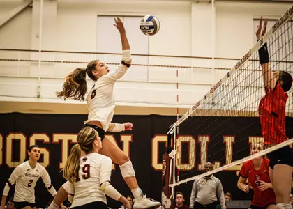 Grace Miliken goes up for an attack vs St. John's