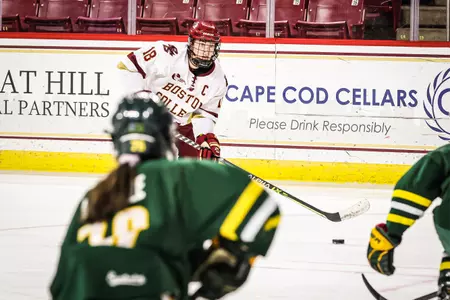 Kelly Browne looks to shoot the puck against Vermont.