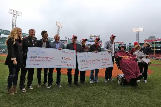 Pete Frates and Chris Combs at the 2017 ALS Awareness Game at Fenway Park.