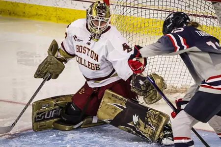 Abbey Levy makes a save against UConn.