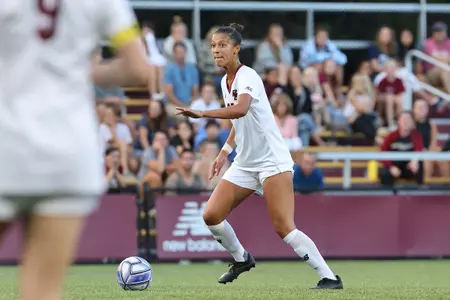 Sydney moore looks to move the ball up the field.